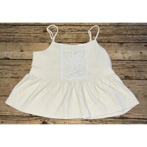 Reath And Wren Size M Cream Embroidered Babydoll Camisole Adjustable Tank Top